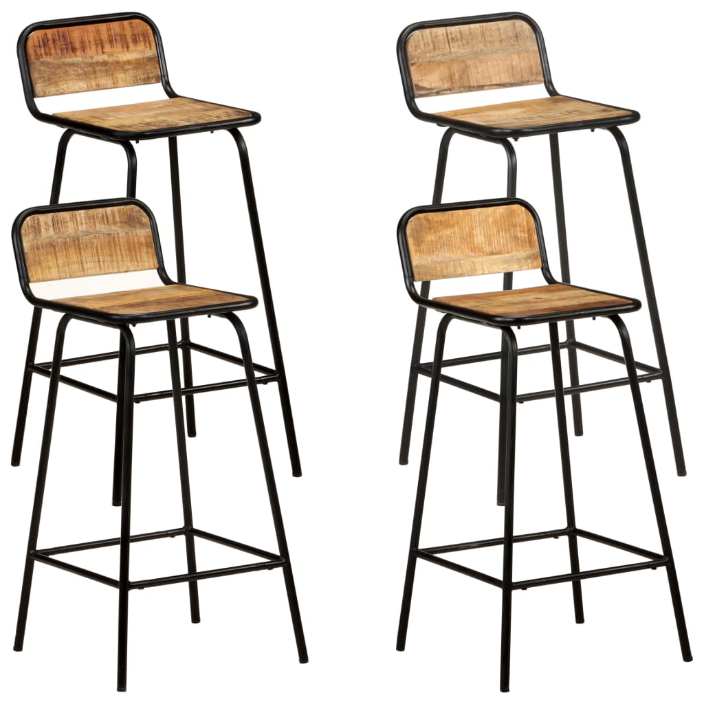 Bar Chairs 4 pcs Solid Mango Wood - Tyrell & Tyrell