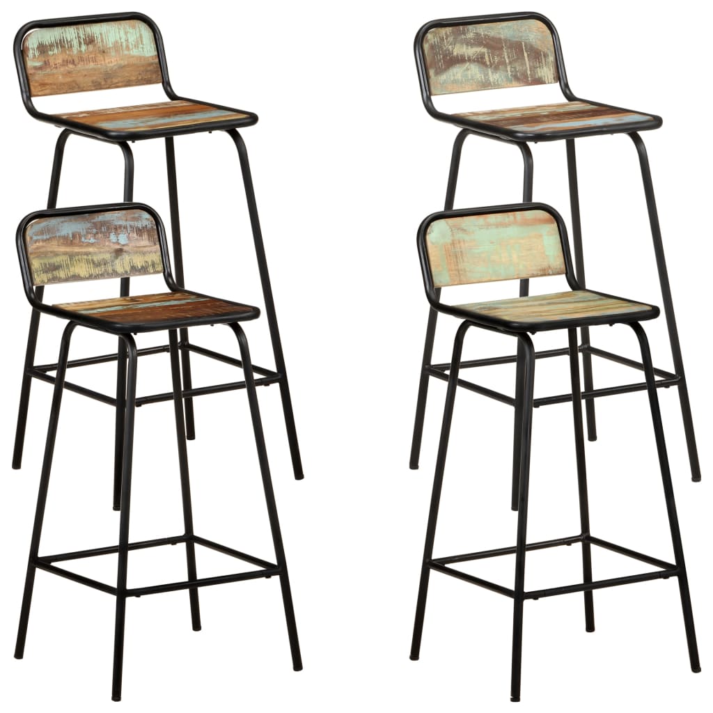 Bar Chairs 4 pcs Solid Reclaimed Wood - Sid & Sam