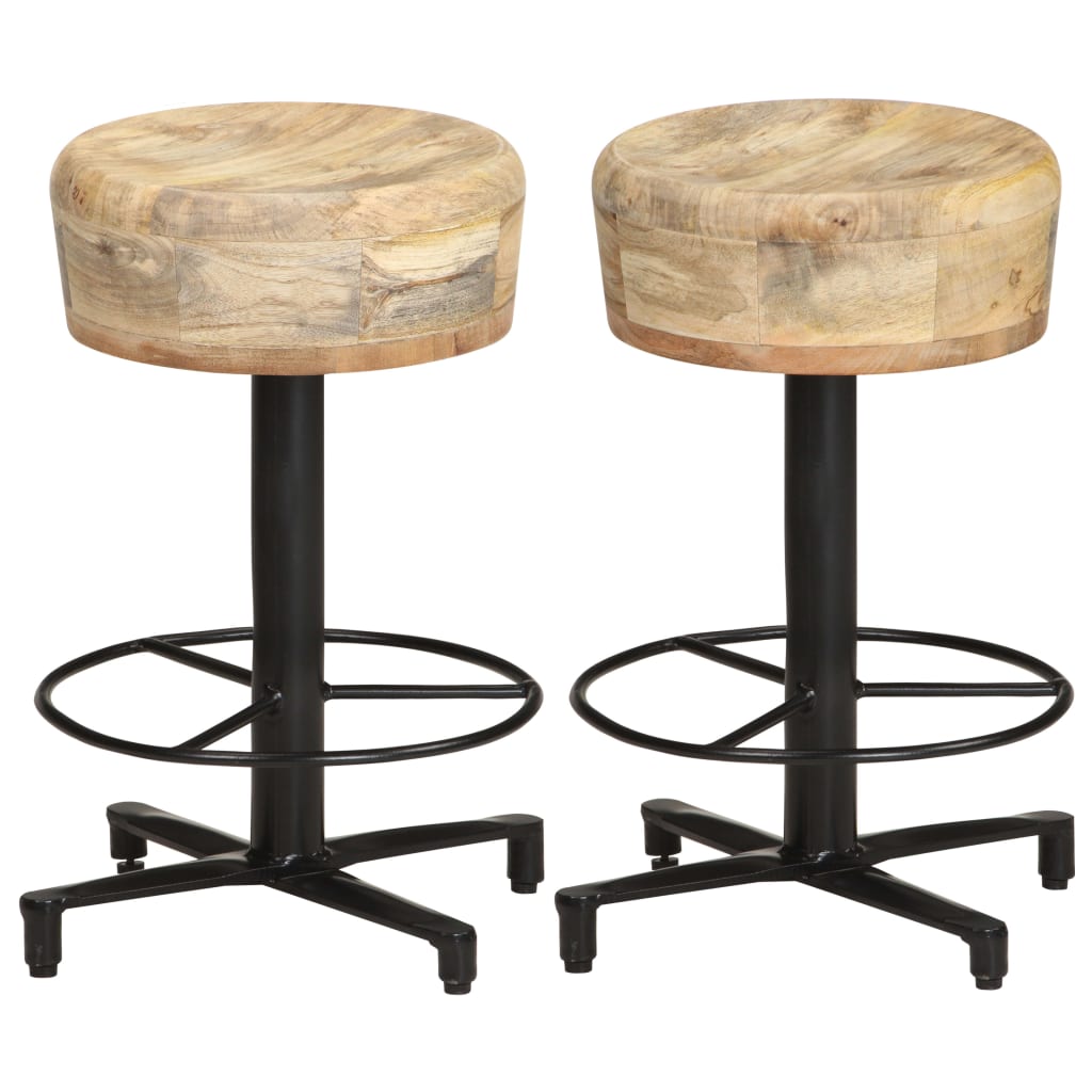 Bar Stools 2 Pieces 52 cm Solid Mango Wood - All Things Good