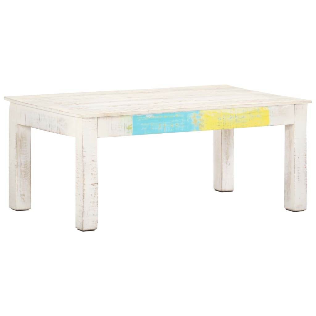 Coffee Table White 110x60x45 cm Solid Mango Wood - Design Hut