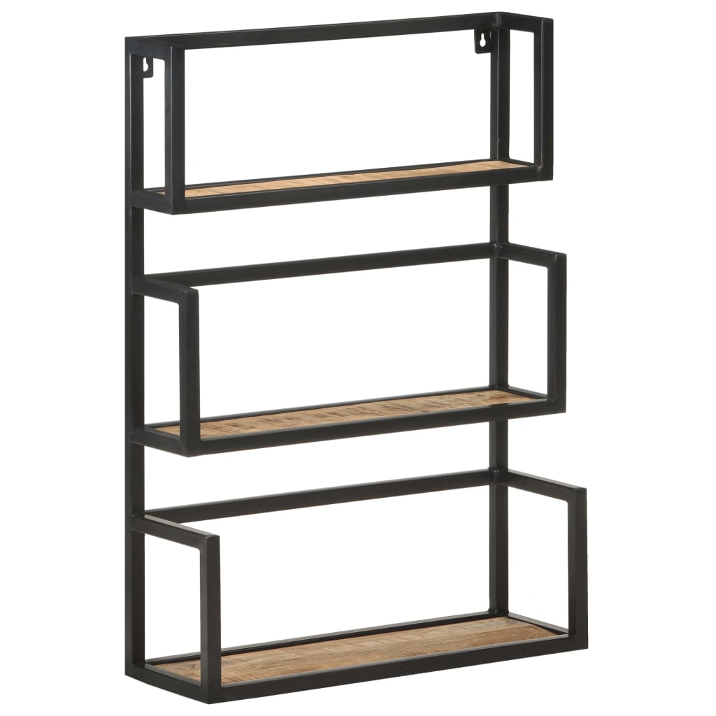 Wall Shelf 60x20x85 cm Rough Mango Wood - Discount Dealers