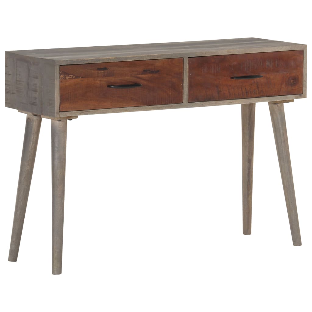 Console Table Grey 110x35x75 cm Solid Rough Mango Wood - Sid & Sam