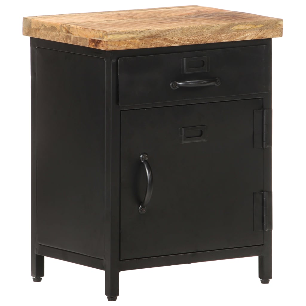 Bedside Table - VERNON Nightstand Natural and Black 40cm - Millennium Furniture