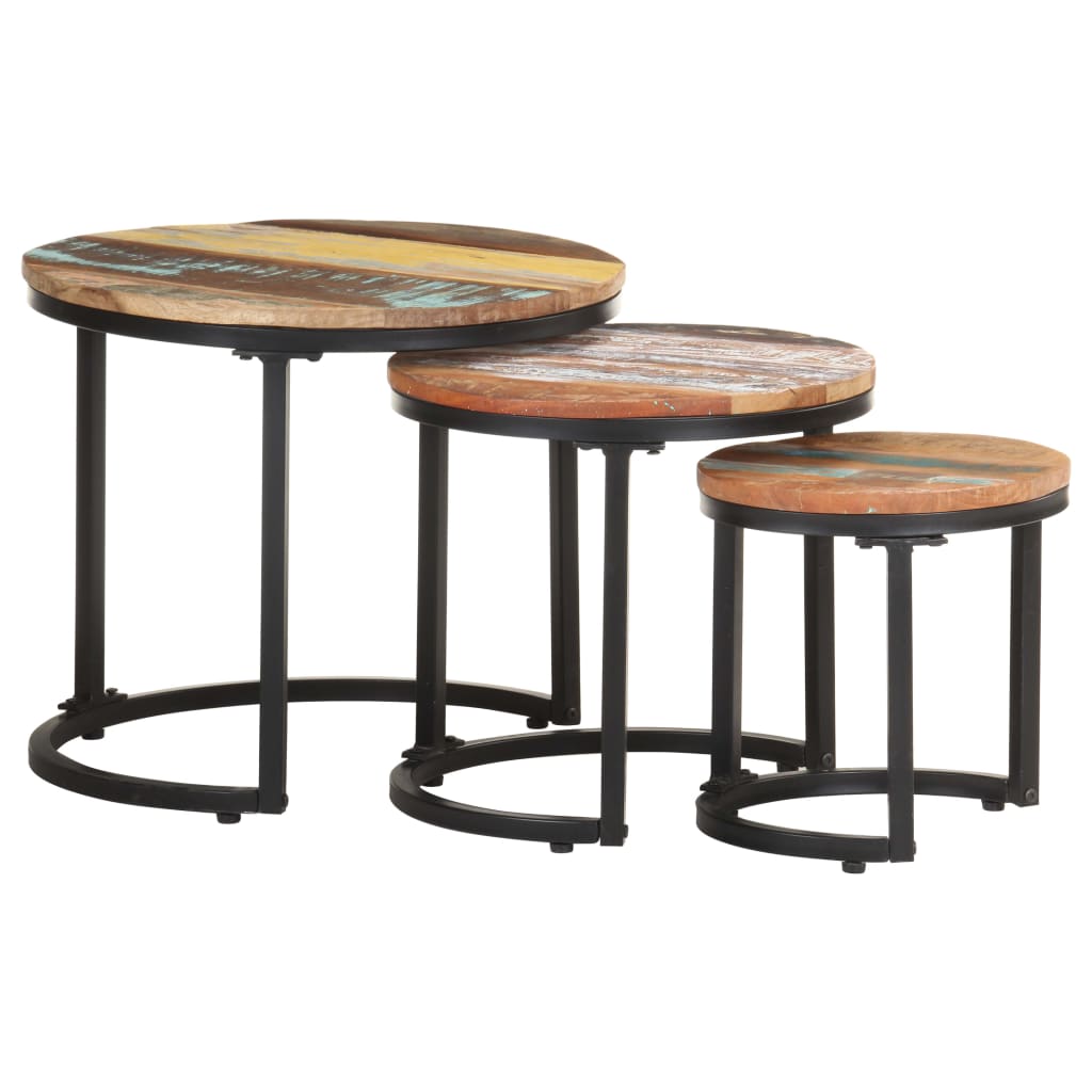 Side Tables 3 pcs Solid Reclaimed Wood - Decor Base