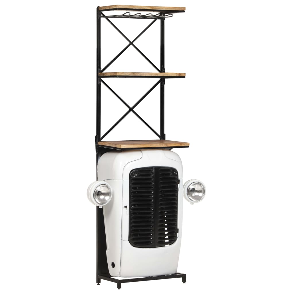 Tractor Wine Cabinet White 49x31x172 cm Rough Mango Wood - Style and Chic