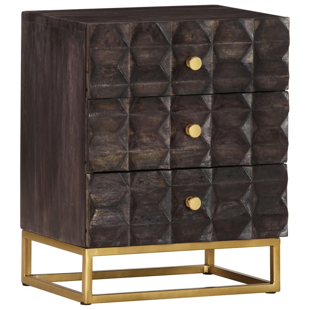 Bedside Table - ANCONA Nightstand Black 40cm - Style and Chic