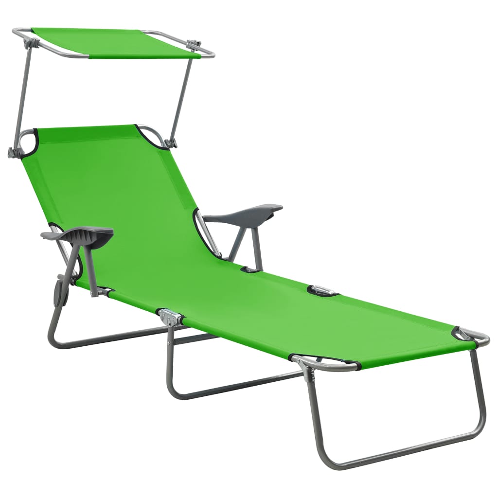 Sun Lounger with Canopy Steel Green - Millennium Furniture