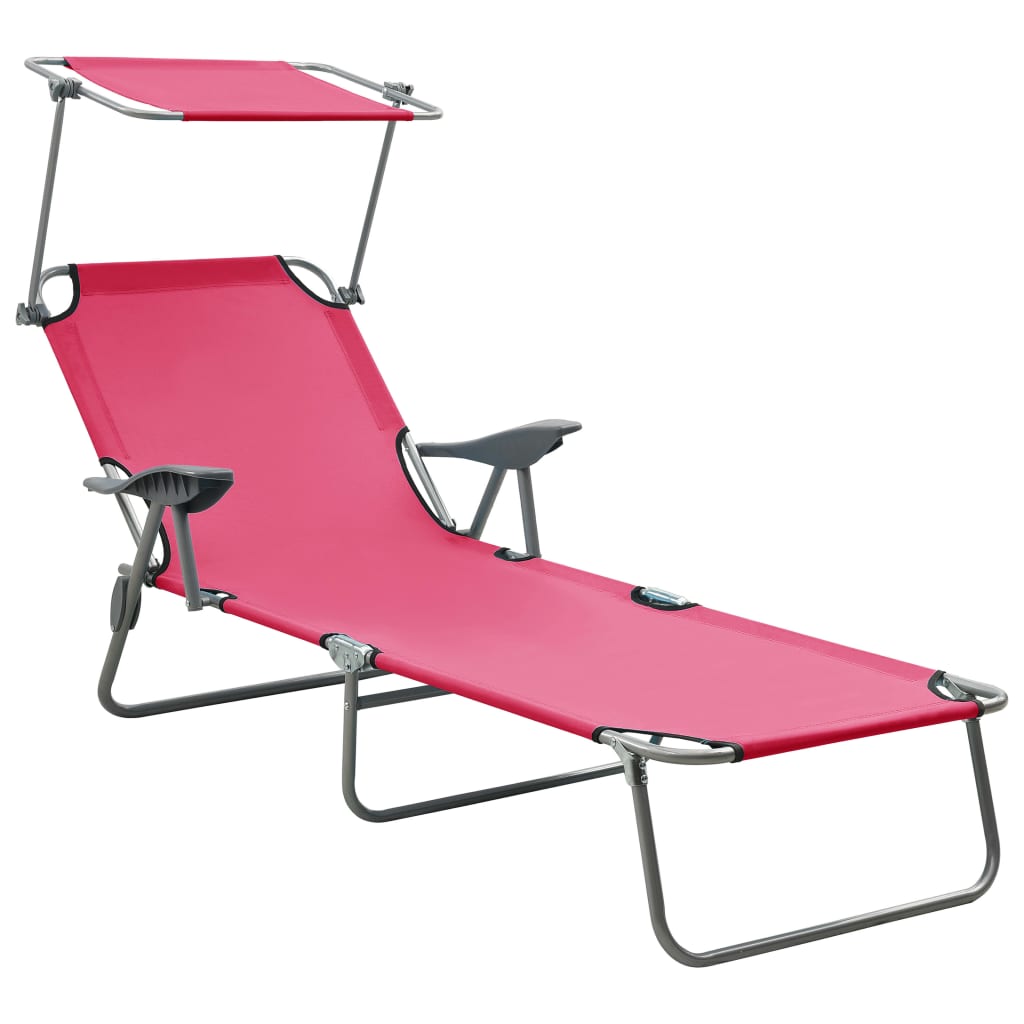 Sun Lounger with Canopy Steel Pink - Millennium Furniture