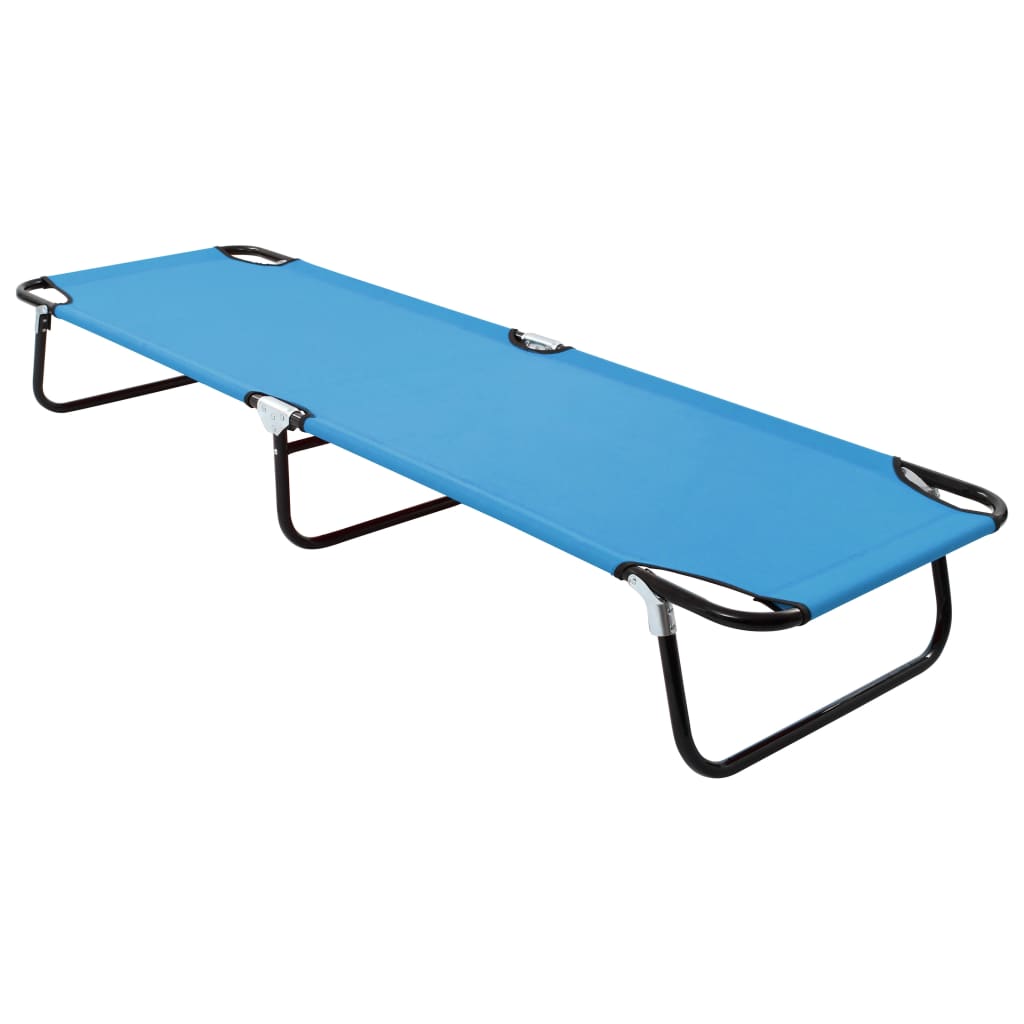 Folding Sun Lounger Steel Turquoise Blue - Discount Dealers