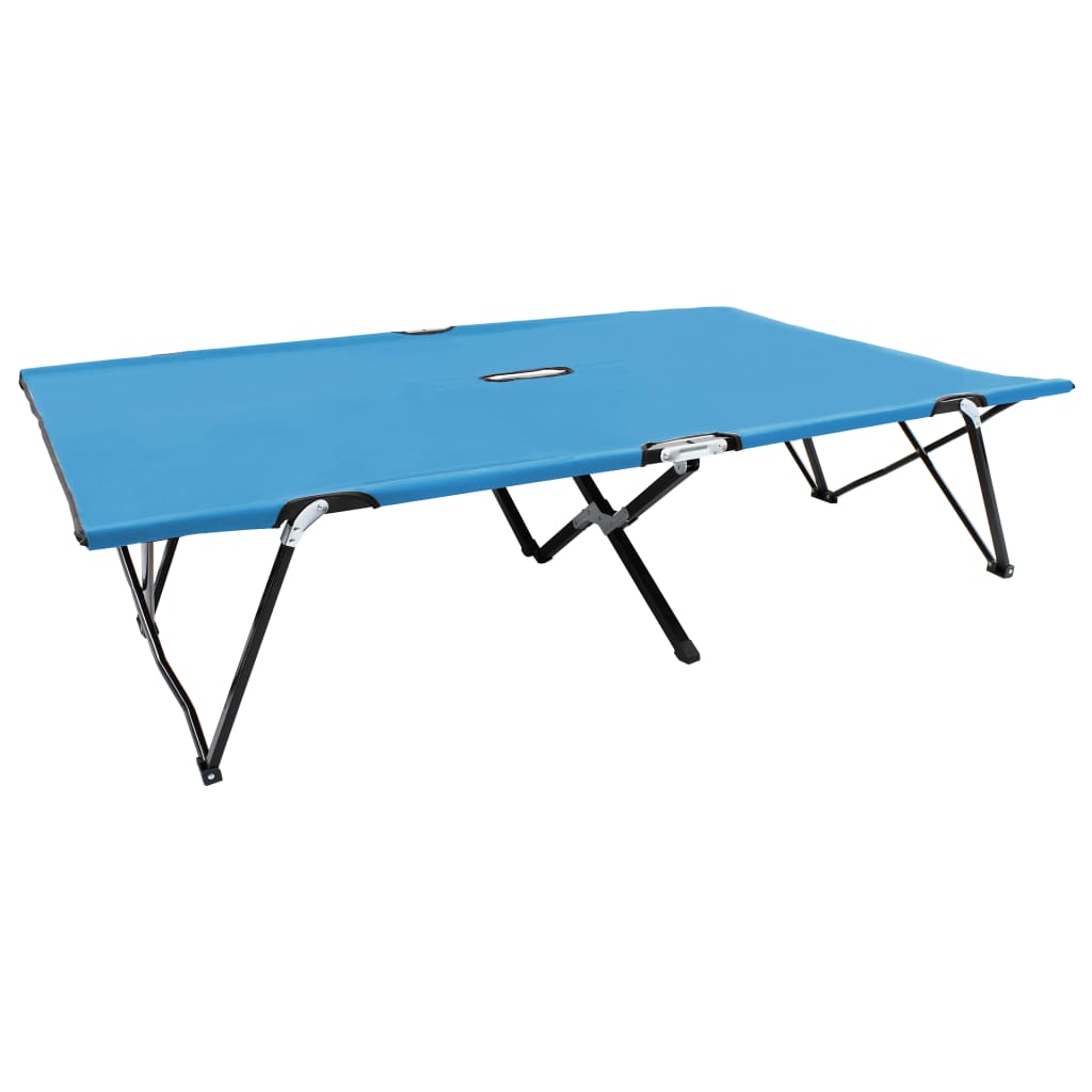 Two Person Folding Sun Lounger Blue Steel - Decor Base