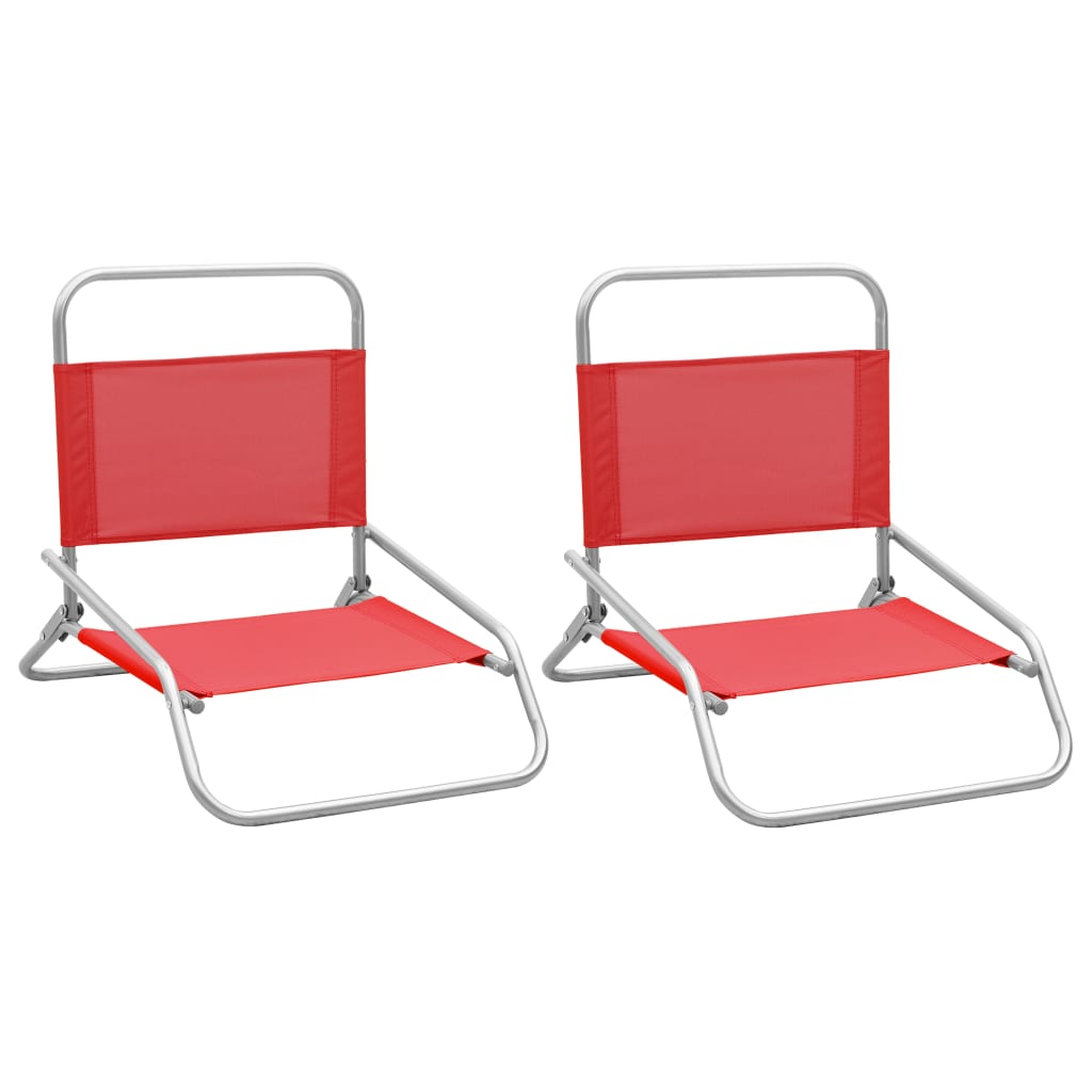 Folding Beach Chairs 2 pcs Red Fabric - Decor Base