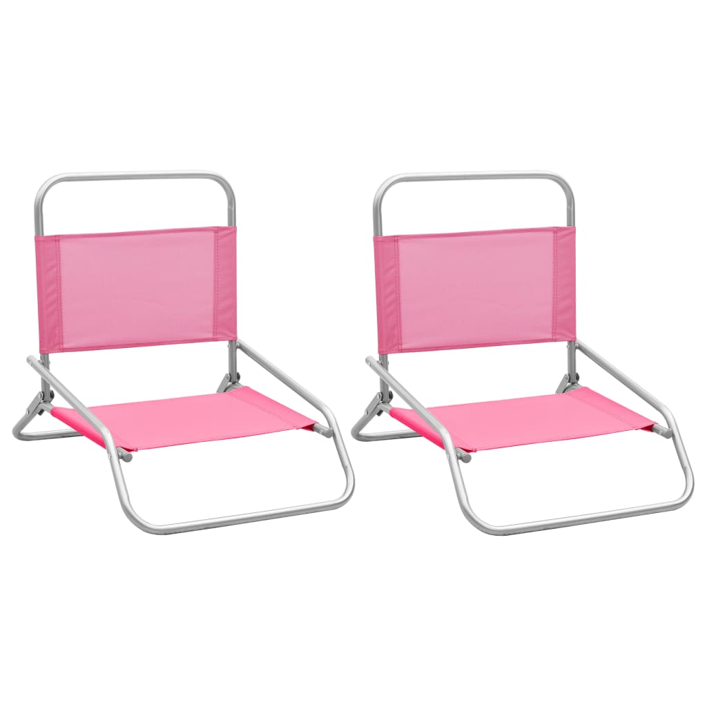 Folding Beach Chairs 2 pcs Pink Fabric - Sid & Sam