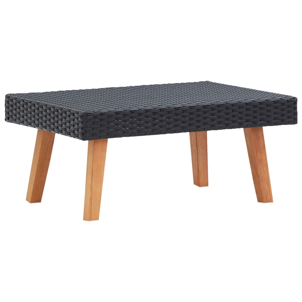 Garden Coffee Table Poly Rattan Black - Decor Base