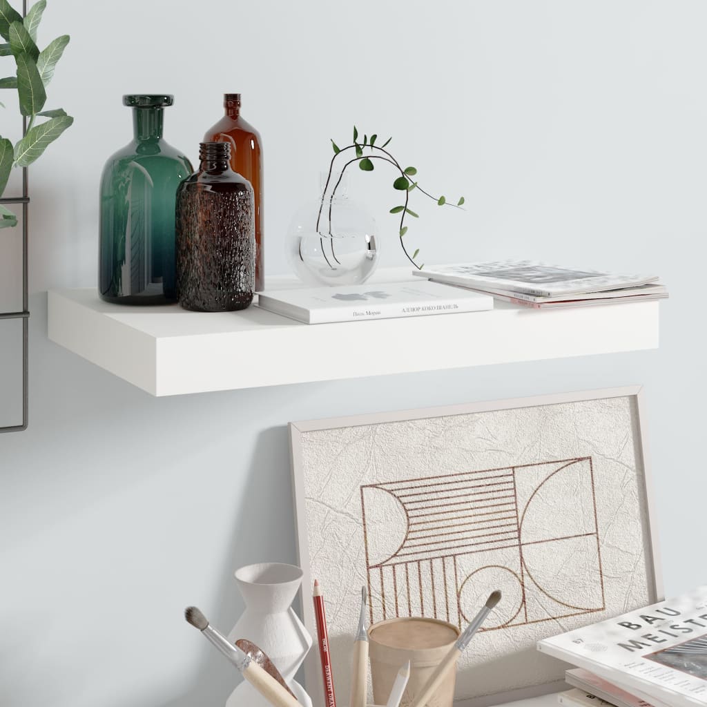 Floating Wall Shelf High Gloss White 40x23x3.8 cm MDF - Design Hut