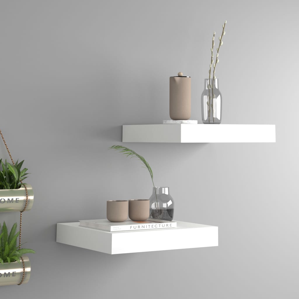 Floating Wall Shelves 2 pcs White 23x23.5x3.8 cm MDF - Tyrell & Tyrell