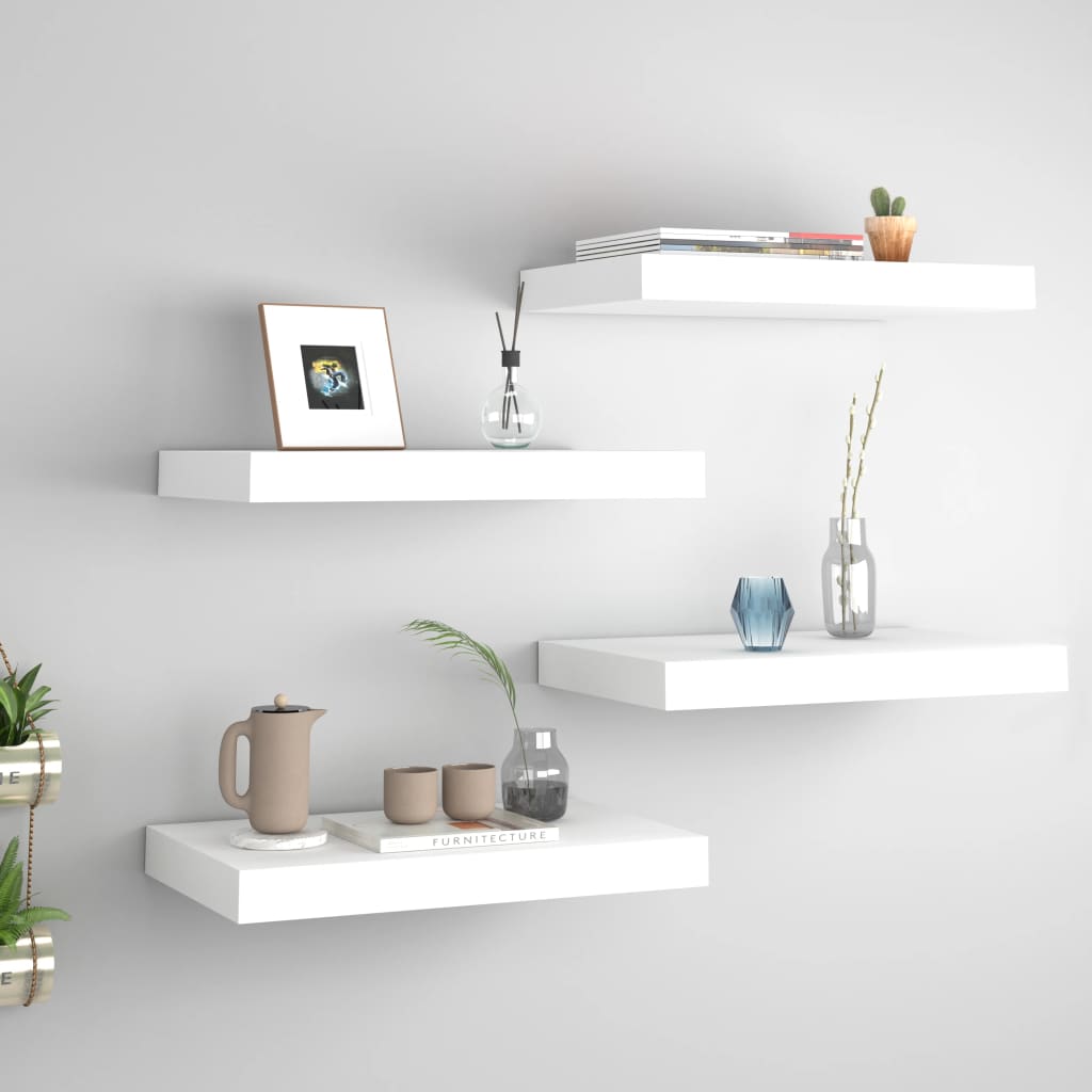 Floating Wall Shelves 4 pcs White 40x23x3.8 cm MDF - Direct Imports