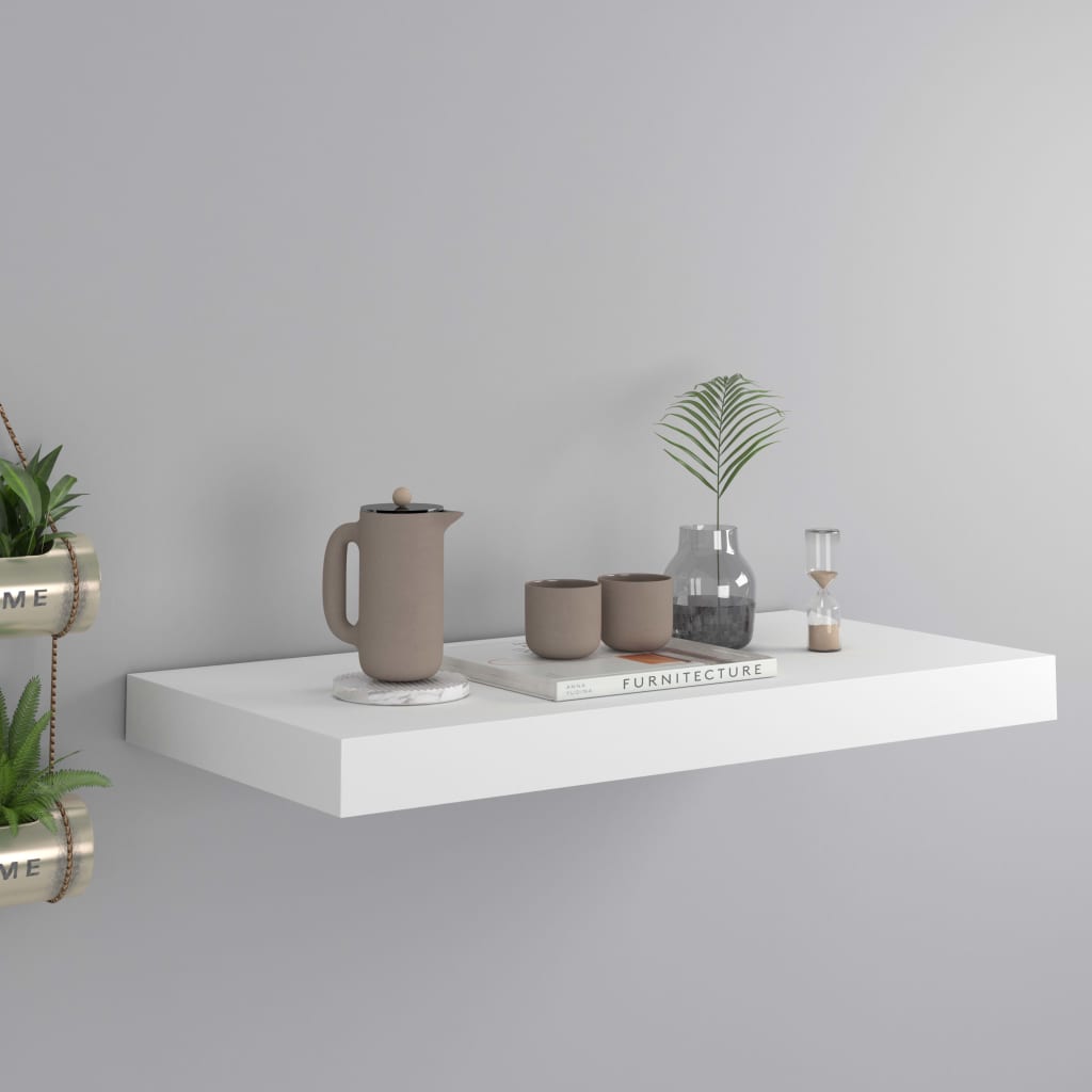 Floating Wall Shelf White 50x23x3.8 cm MDF - The Home Maker