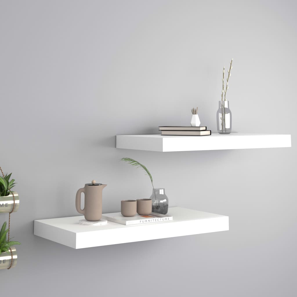 Floating Wall Shelves 2 pcs White 50x23x3.8 cm MDF - Merkel Designers