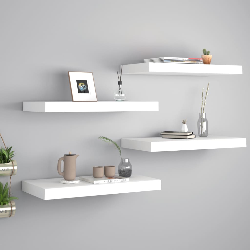 Floating Wall Shelves 4 pcs White 50x23x3.8 cm MDF - Design Hut