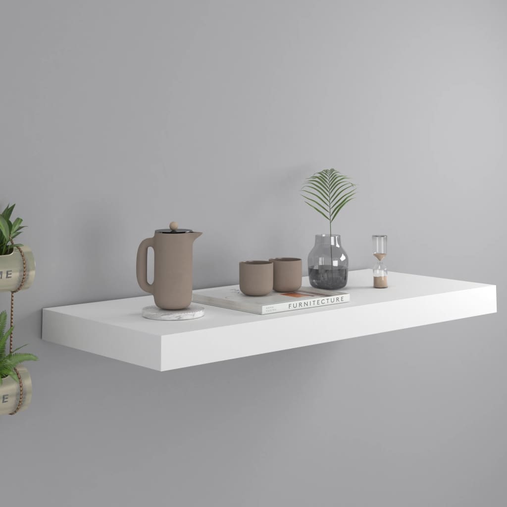 Floating Wall Shelf White 60x23.5x3.8 cm MDF - R and M Furniture