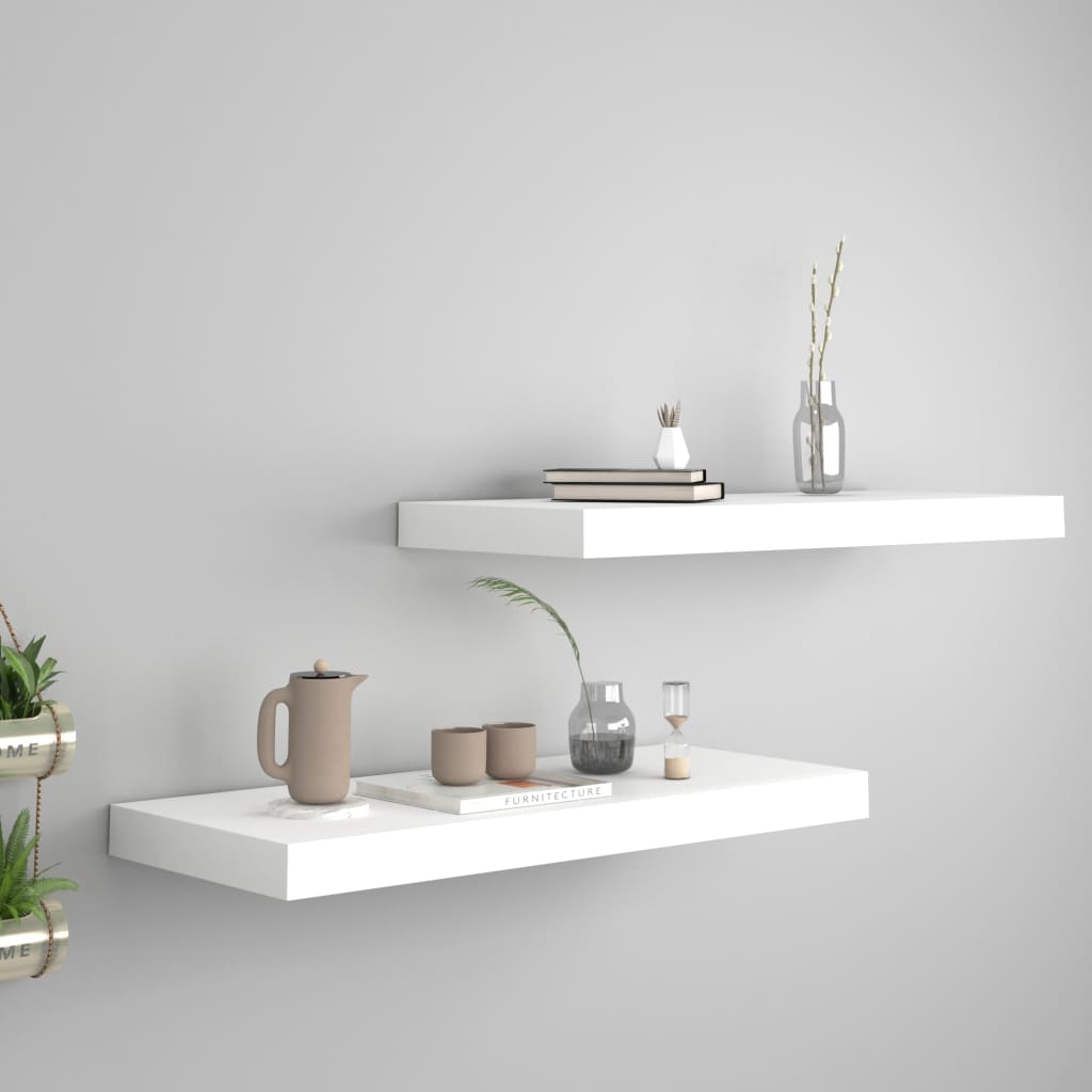 Floating Wall Shelves 2 pcs White 60x23.5x3.8 cm MDF - Style and Chic