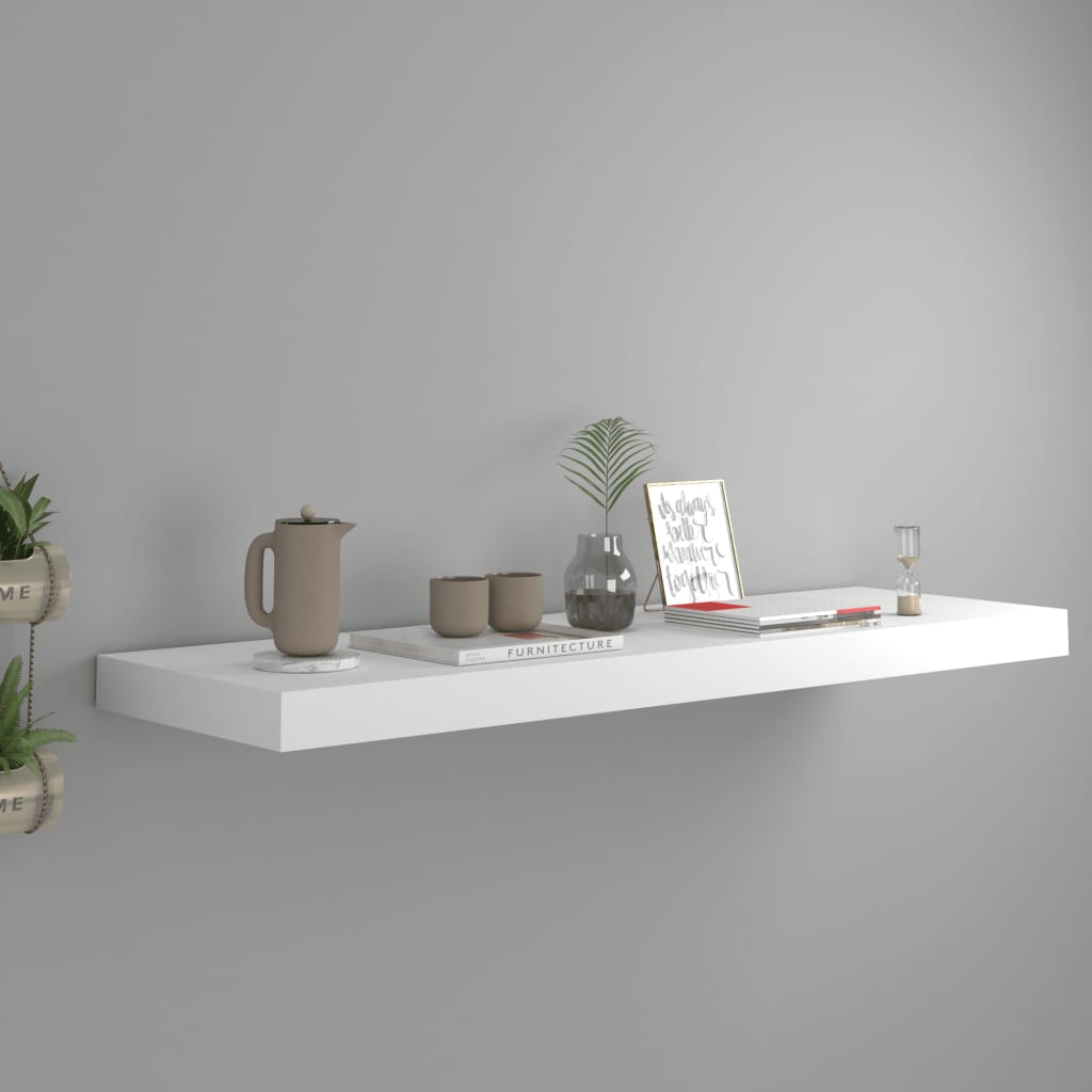 Floating Wall Shelf White 80x23.5x3.8 cm MDF - Merkel Designers