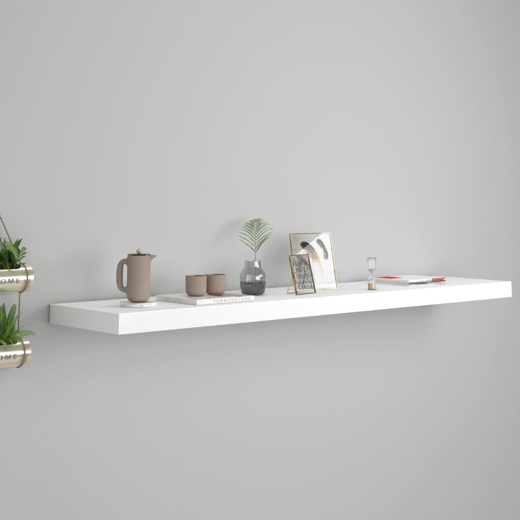 Floating Wall Shelf White 120x23.5x3.8 cm MDF - Decor Base
