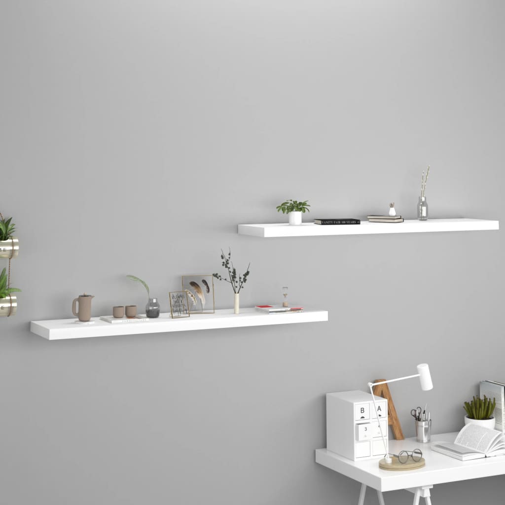 Floating Wall Shelves 2 pcs White 120x23.5x3.8 cm MDF - Unbeatable Bargains
