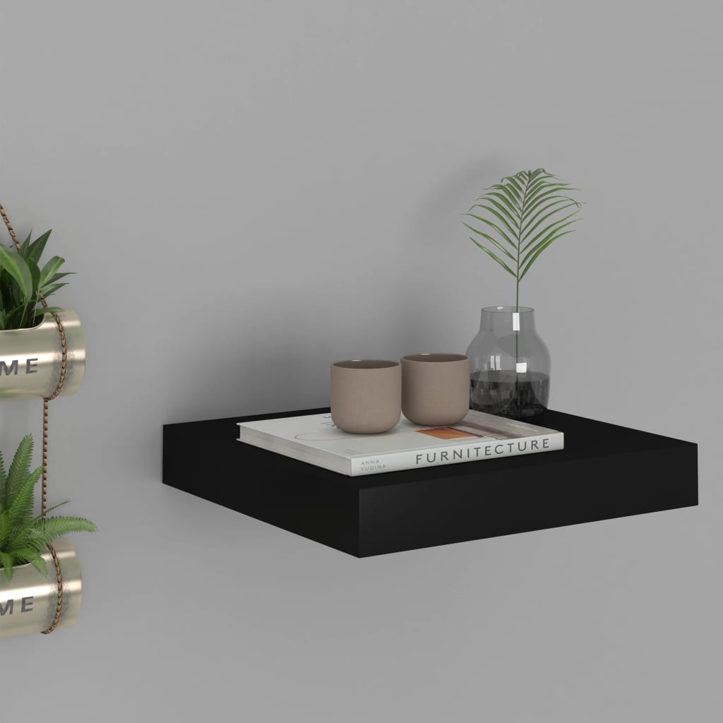 Floating Wall Shelf Black 23x23.5x3.8 cm MDF - Merlin Deals