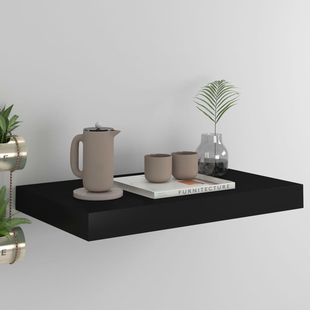 Floating Wall Shelf Black 40x23x3.8 cm MDF - Direct Imports