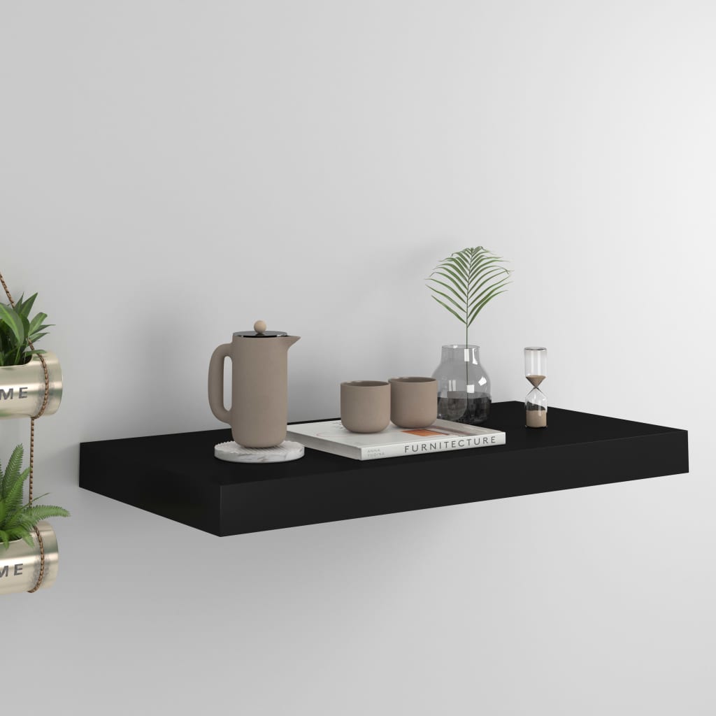 Floating Wall Shelf Black 50x23x3.8 cm MDF - Decor Base