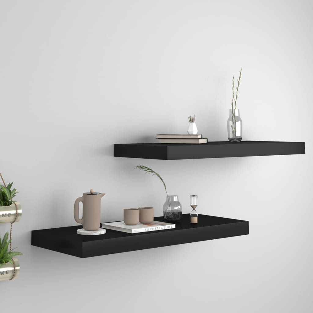 Floating Wall Shelves 2 pcs Black 60x23.5x3.8 cm MDF - Style and Chic
