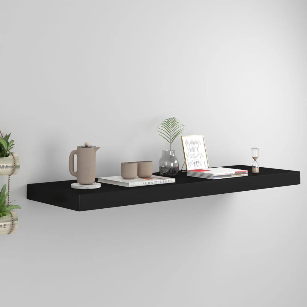 Floating Wall Shelf Black 80x23.5x3.8 cm MDF - Unbeatable Bargains