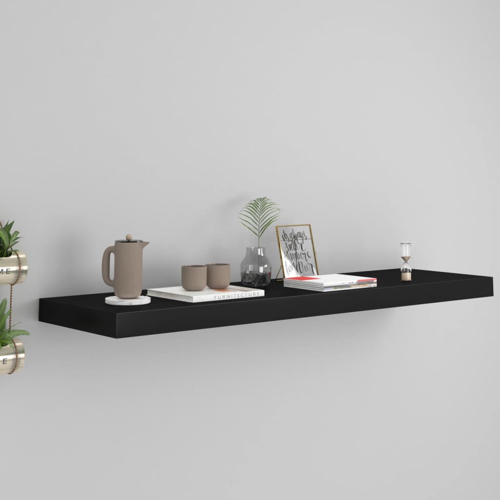 Floating Wall Shelf Black 90x23.5x3.8 cm MDF - Design Hut