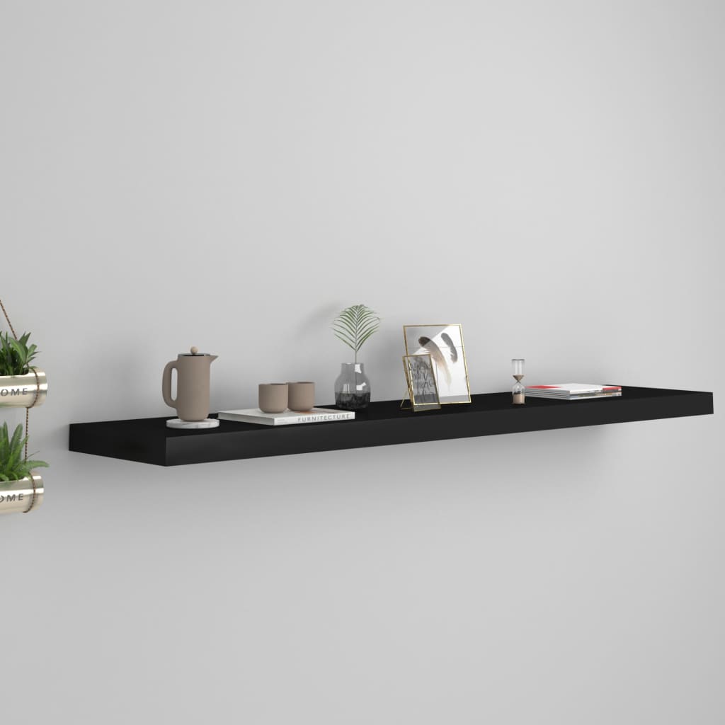 Floating Wall Shelf Black 120x23.5x3.8 cm MDF - Tyrell & Tyrell