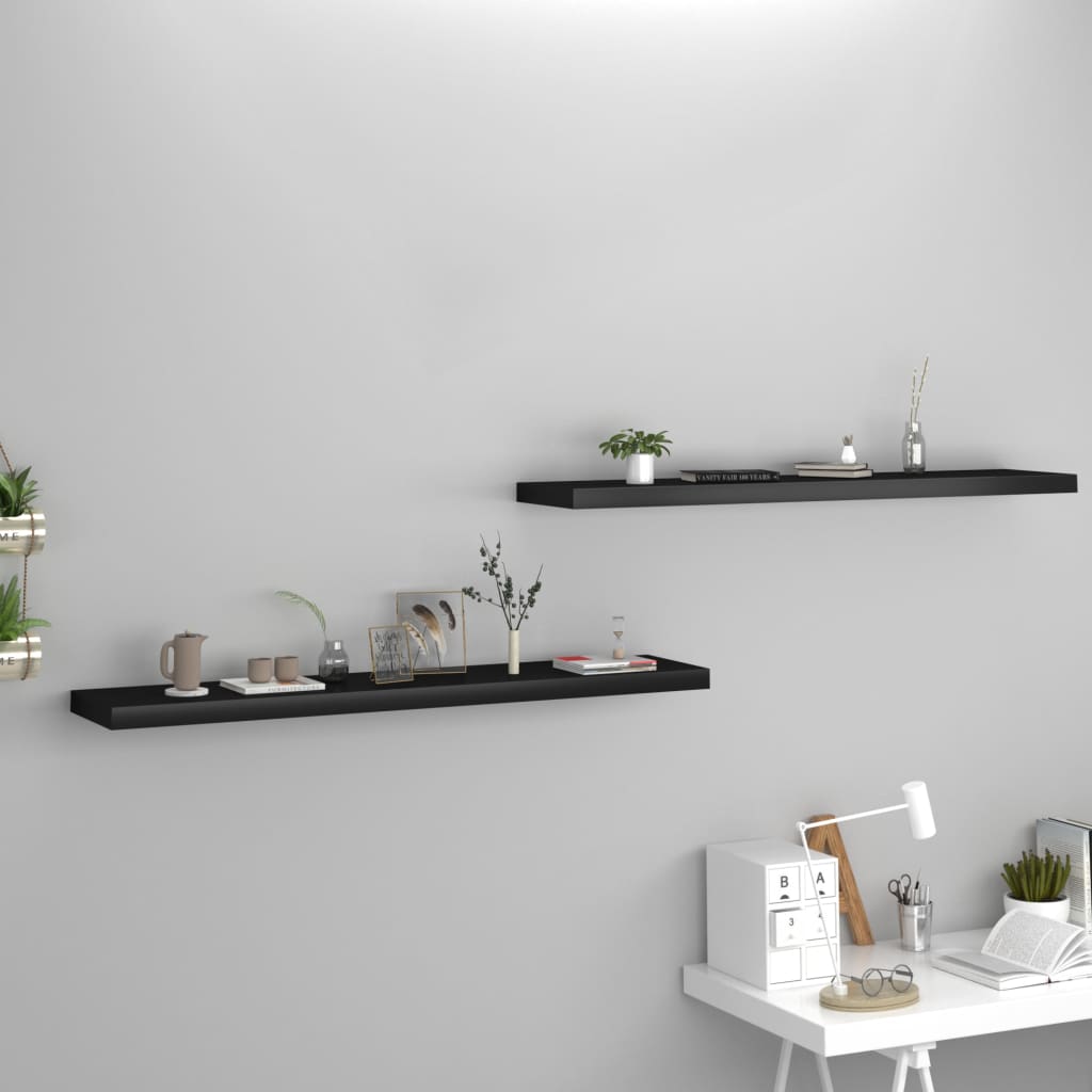 Floating Wall Shelves 2 pcs Black 120x23.5x3.8 cm MDF - Unbeatable Bargains