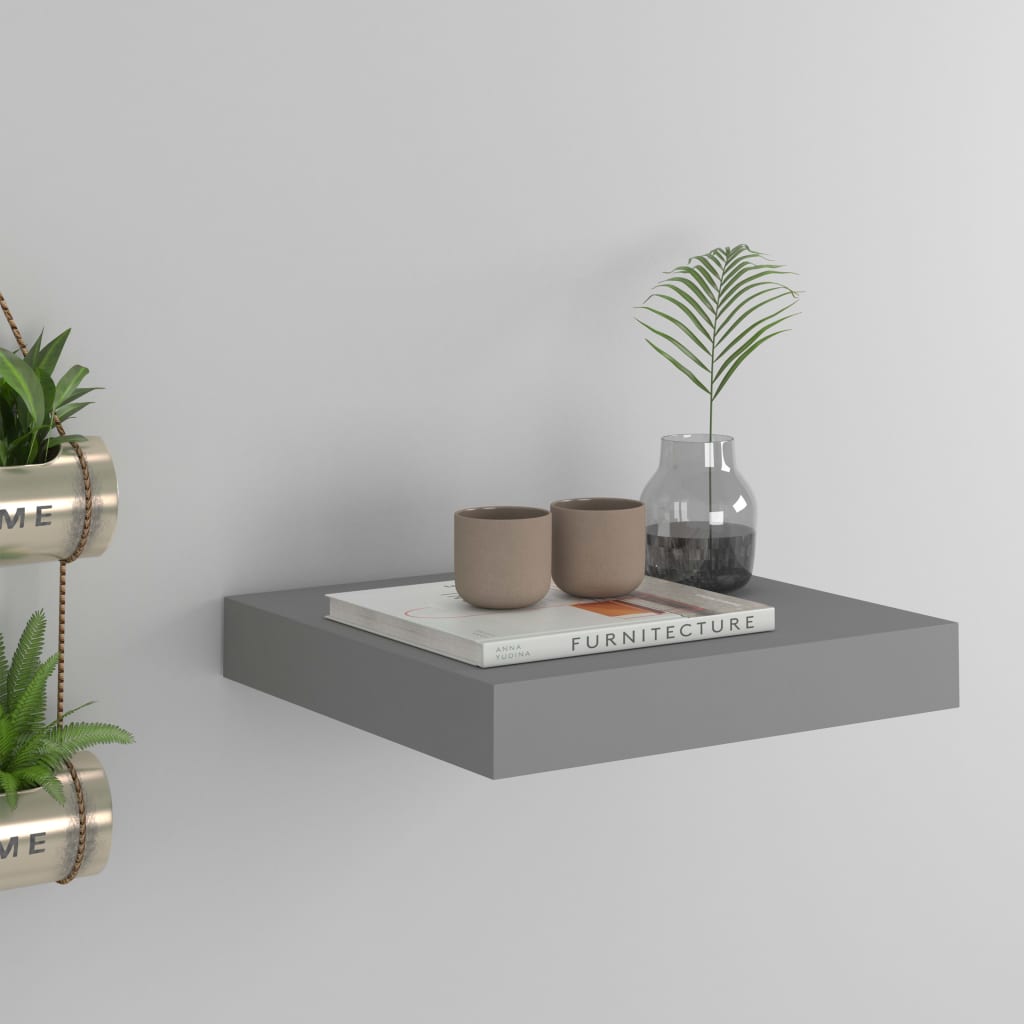 Floating Wall Shelf Grey 23x23.5x3.8 cm MDF - Discount Dealers