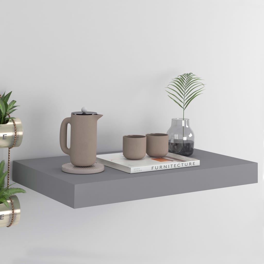 Floating Wall Shelf Grey 40x23x3.8 cm MDF - Millennium Furniture