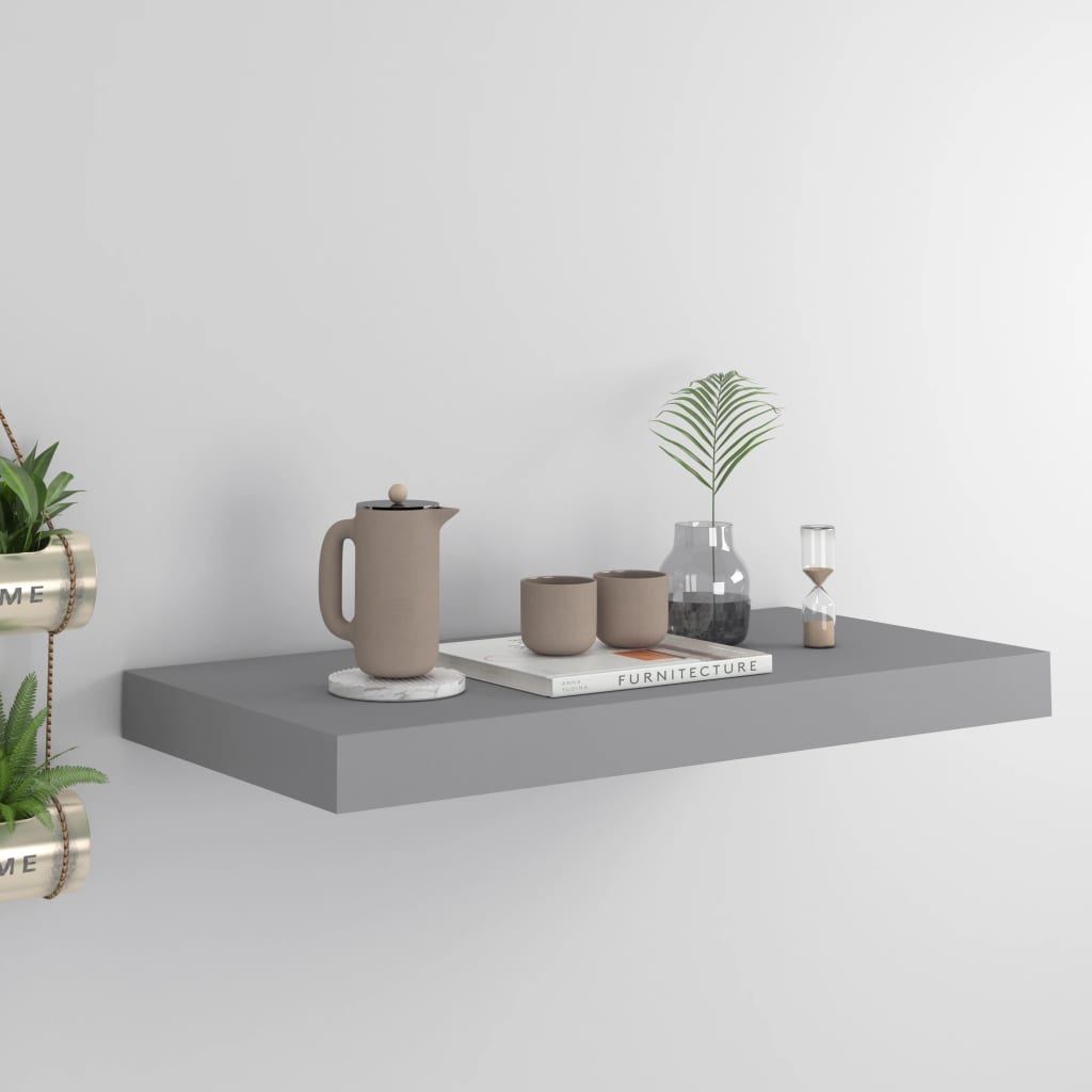 Floating Wall Shelf Grey 50x23x3.8 cm MDF - Discount Dealers