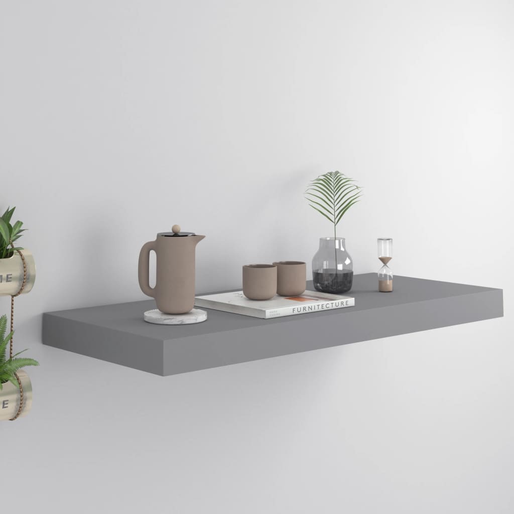 Floating Wall Shelf Grey 60x23.5x3.8 cm MDF - Millennium Furniture