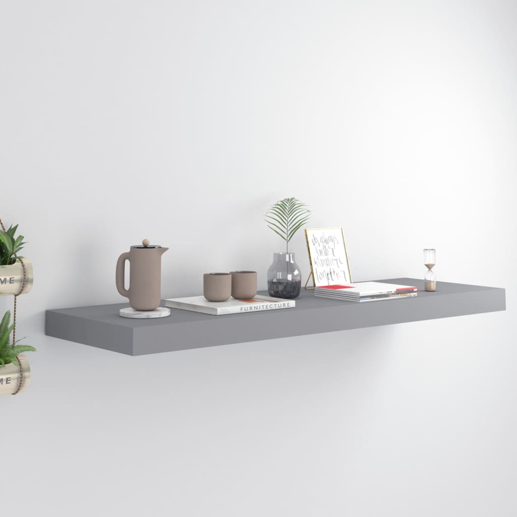 Floating Wall Shelf Grey 80x23.5x3.8 cm MDF - Sid & Sam