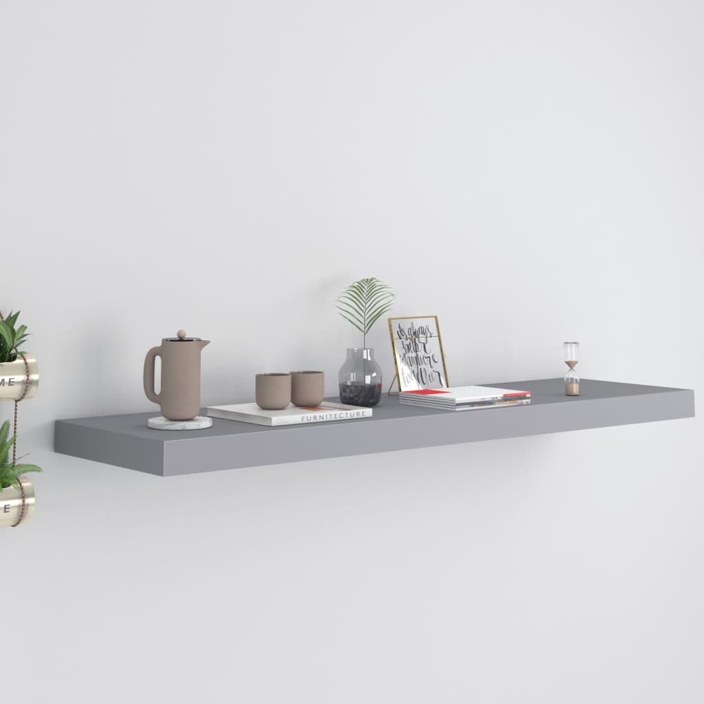 Floating Wall Shelf Grey 90x23.5x3.8 cm MDF - Design Hut
