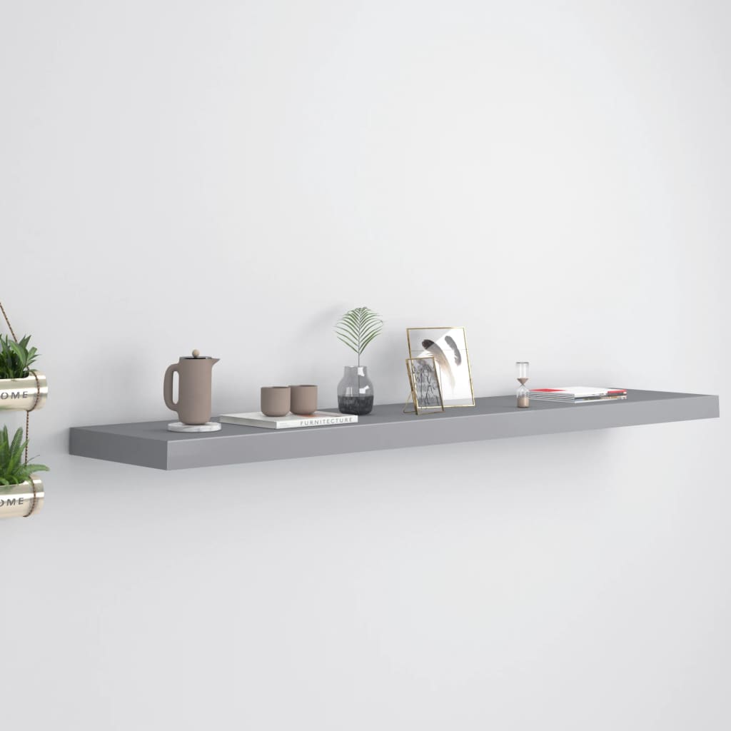 Floating Wall Shelf Grey 120x23.5x3.8 cm MDF - Tyrell & Tyrell