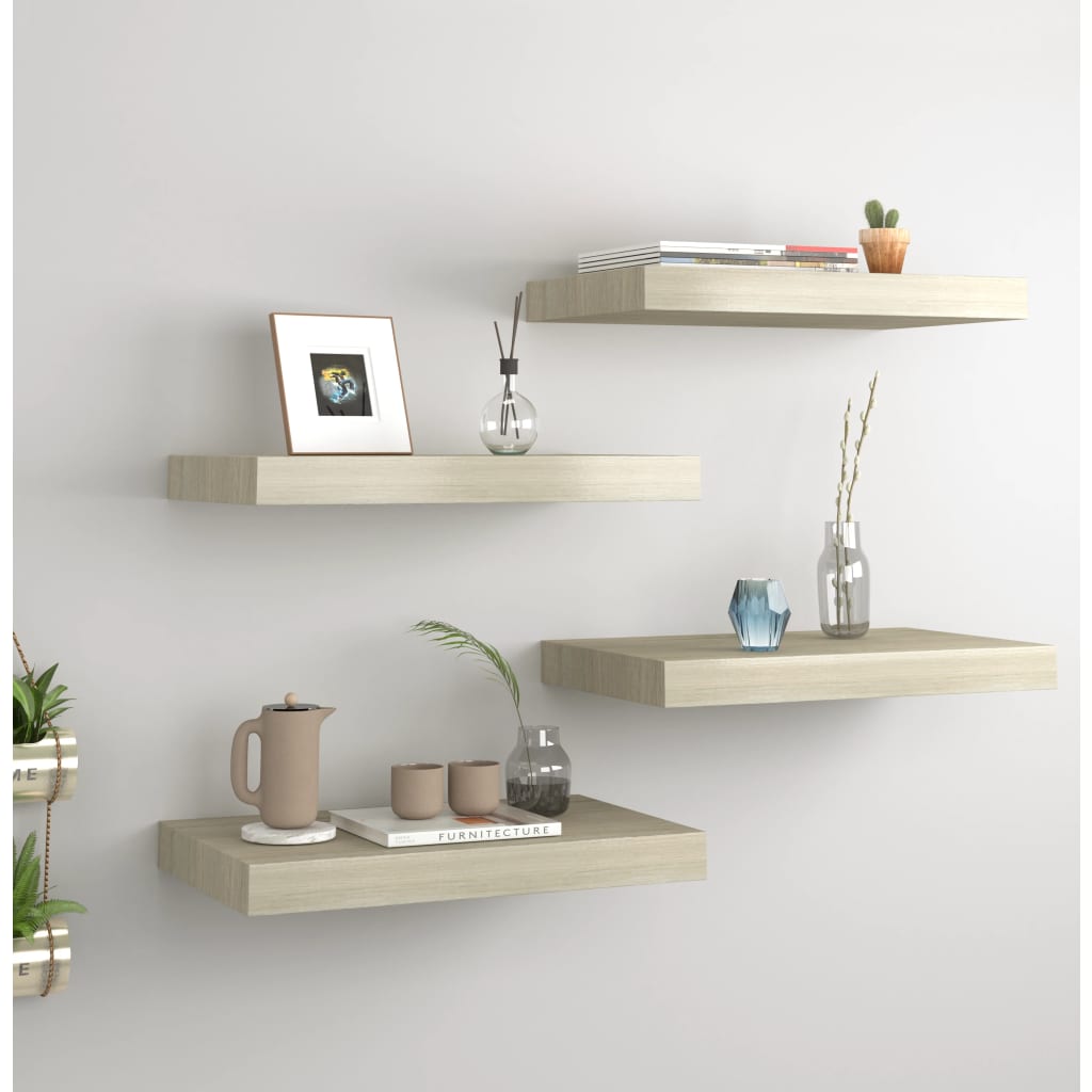 Floating Wall Shelves 4 pcs Oak 40x23x3.8 cm MDF - Millennium Furniture