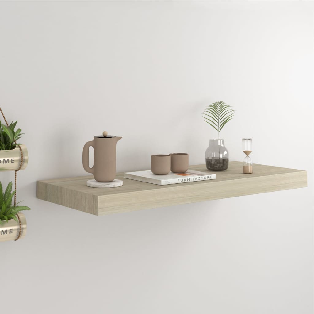 Floating Wall Shelf Oak 60x23.5x3.8 cm MDF - Decor Base