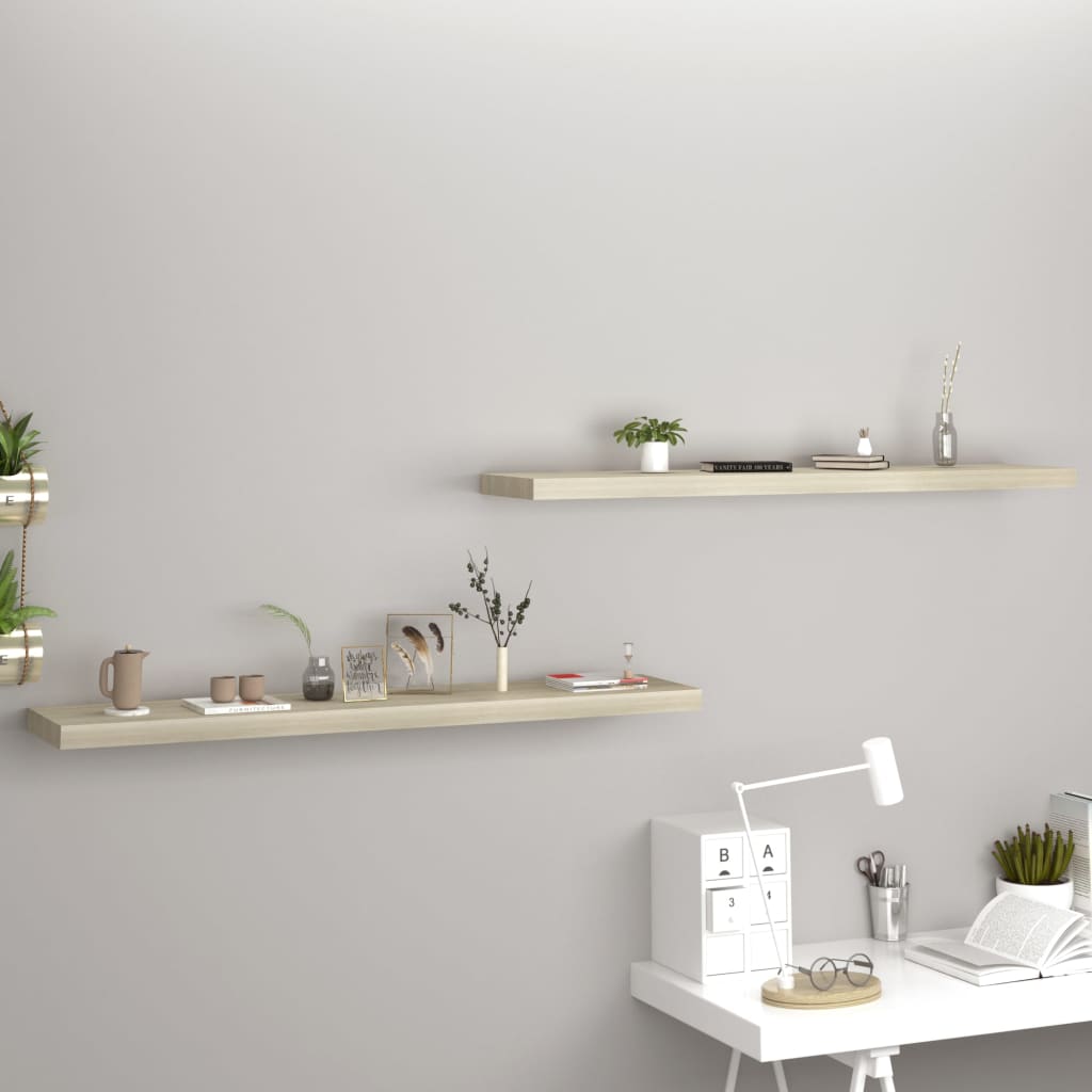 Floating Wall Shelves 2 pcs Oak 120x23.5x3.8 cm MDF - Design Hut