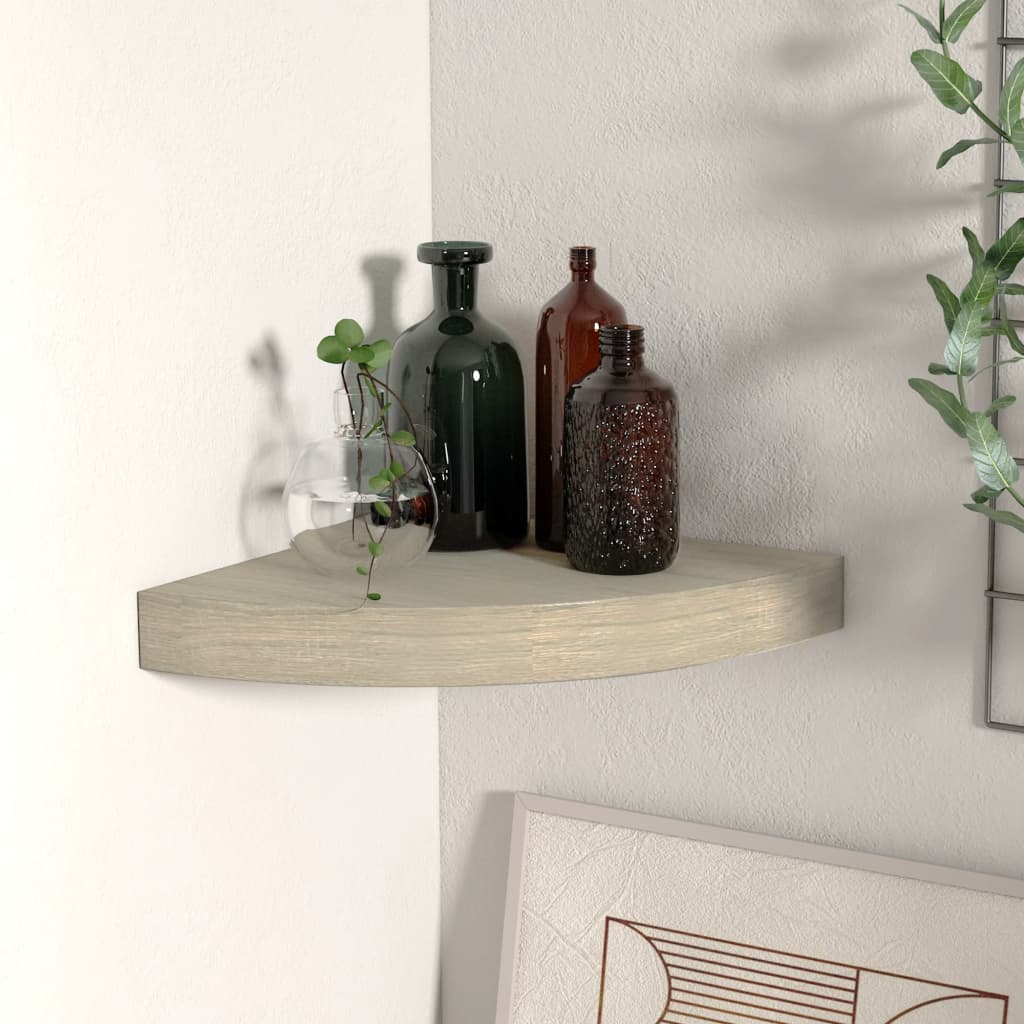 Floating Corner Shelf Oak 25x25x3.8 cm MDF - Decor Base