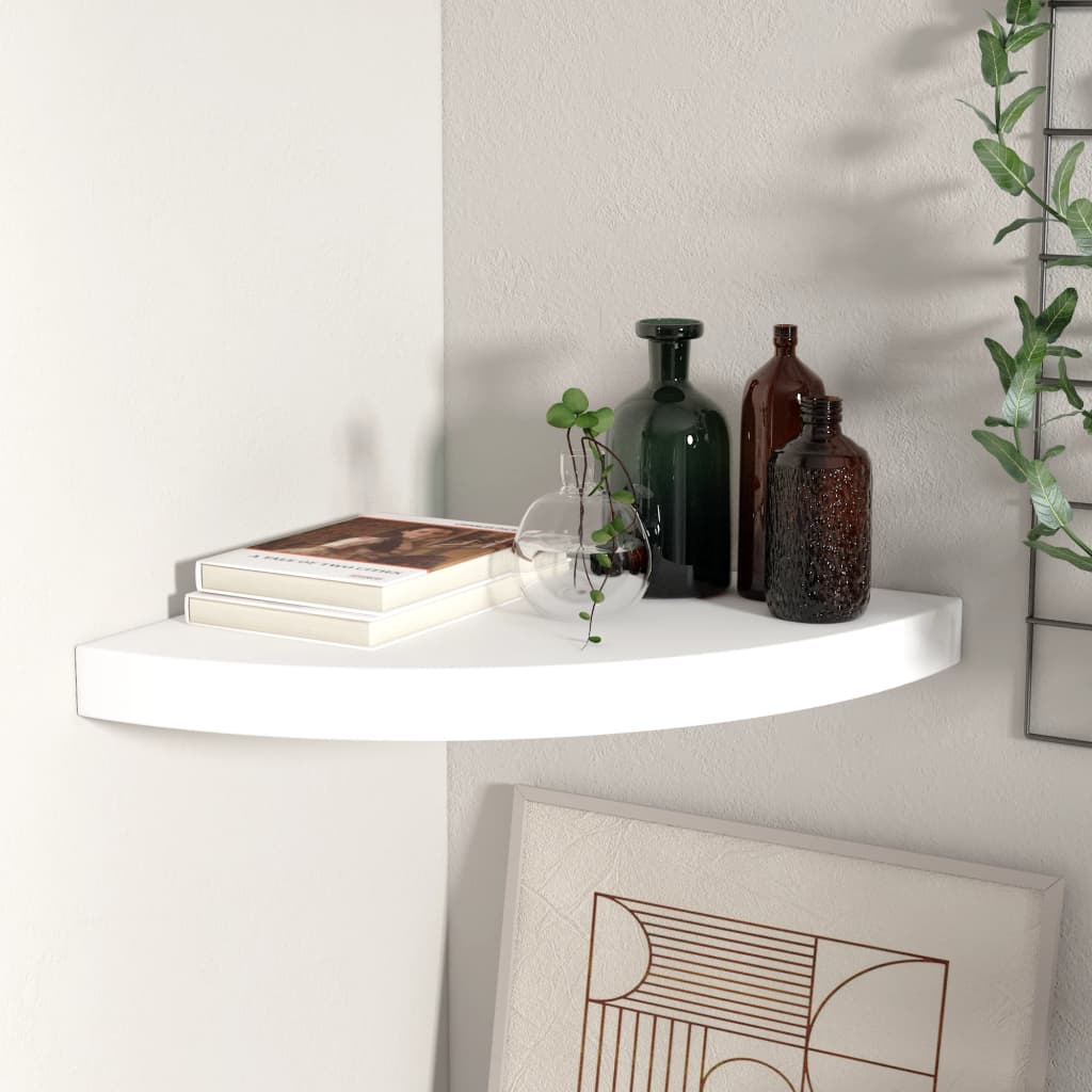Floating Corner Shelf White 35x35x3.8 cm MDF - R and M Furniture