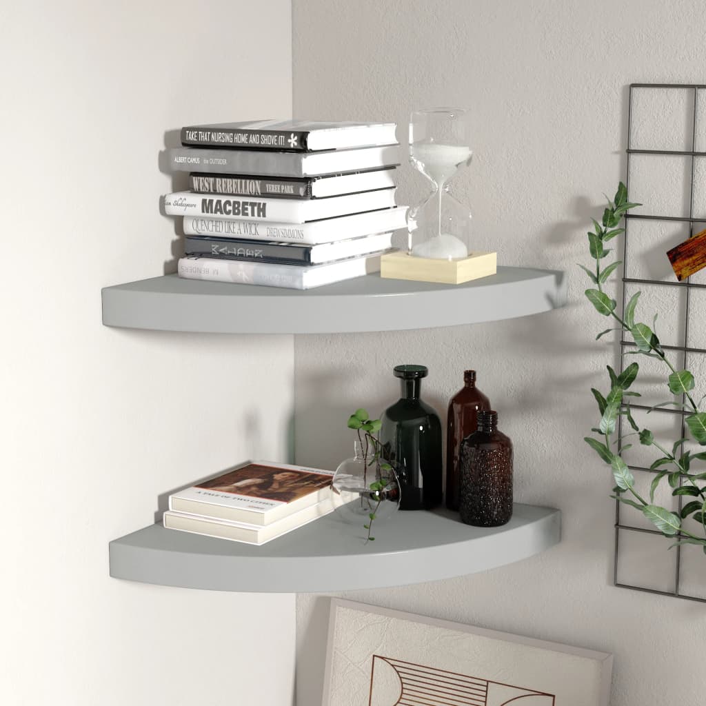 Floating Corner Shelves 2 Pieces Grey 35x35x3.8 cm MDF - Style and Chic