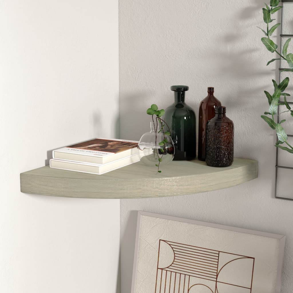 Floating Corner Shelf Oak 35x35x3.8 cm MDF - Brittle & Co